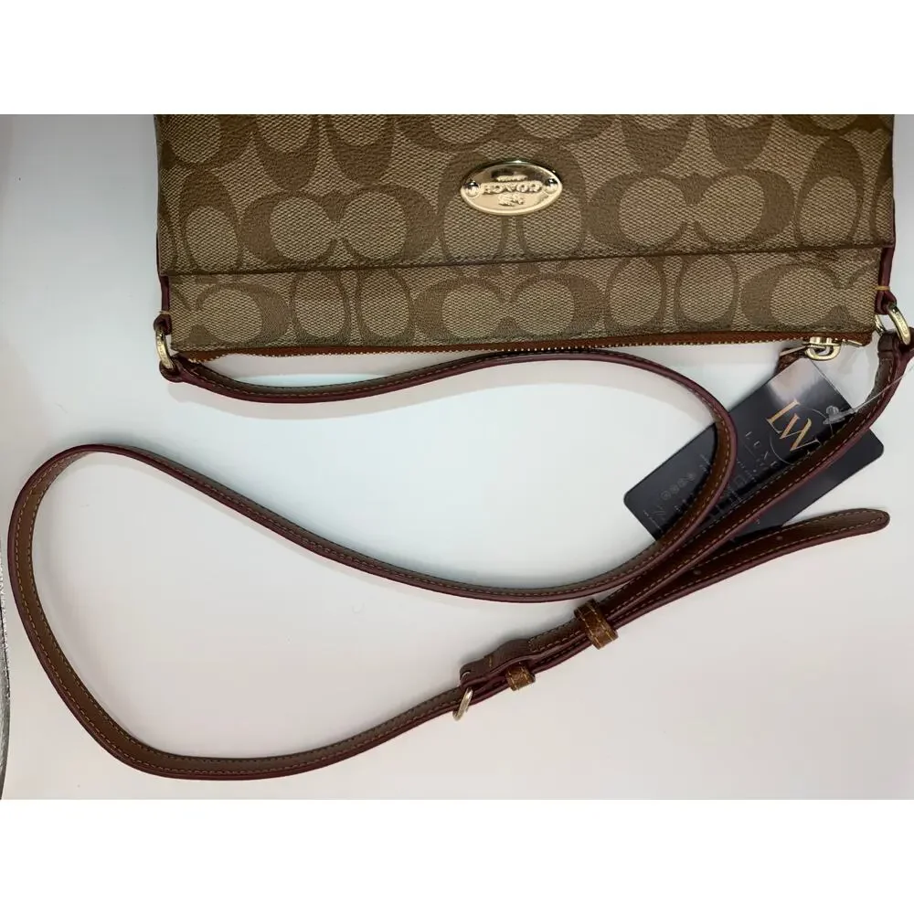 Coach Signature Canvas Crossbody Bag – Khaki/Mahogany